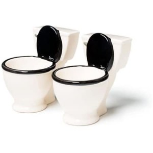Toilet bowl shot glasses?!?
