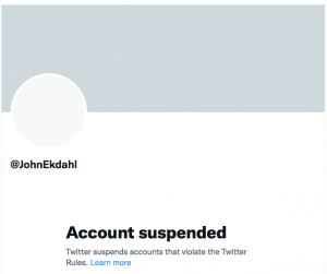 John Ekdhal Suspended by Twitter