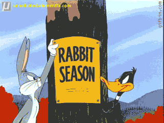 Bugs and Daffy determine which Hunting Season it really is.