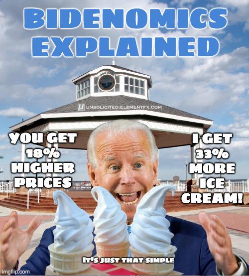 Bidenomics: You get 18% higher prices, Joe get sTHREE scoops!