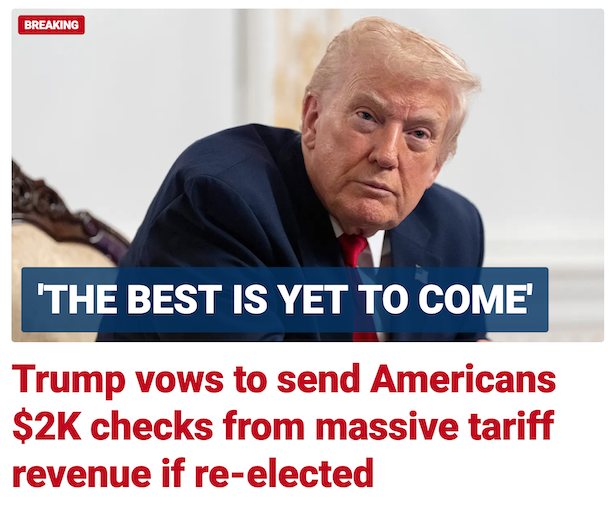 Trump is paying Americans to Re-elect him President?!?