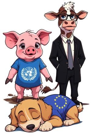 DogPigCow-SM UN Pig, UK Cow, EU Dog together